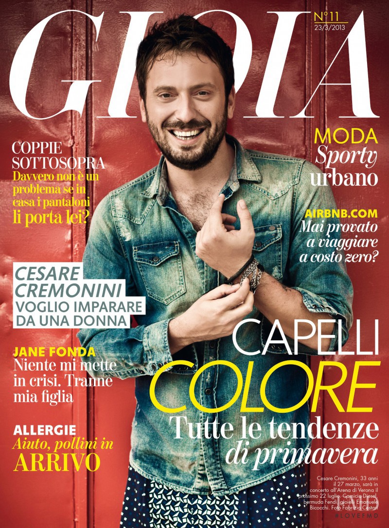 Cesare Cremonini featured on the Gioia cover from March 2013
