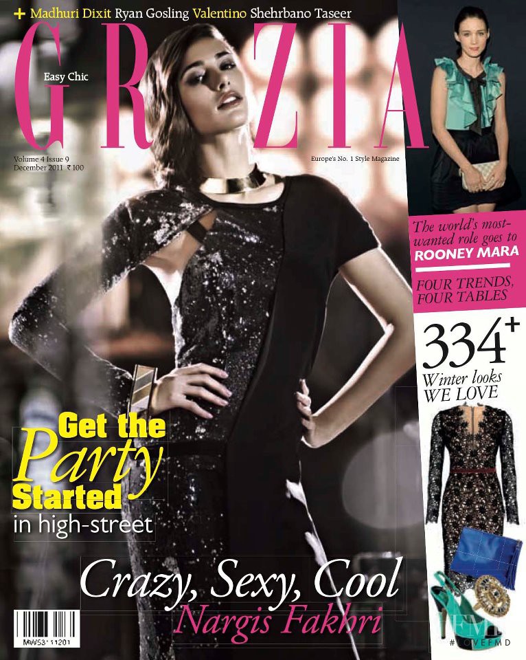 Nargis Fakhri featured on the Grazia India cover from December 2011