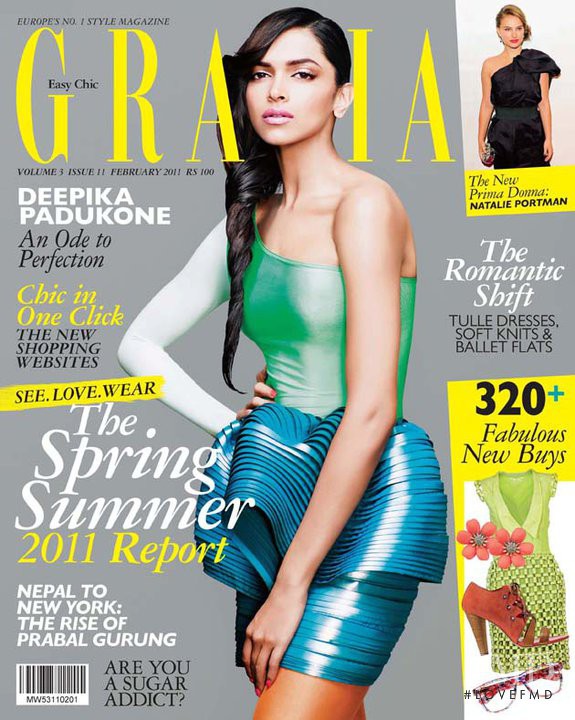 Deepika Padukone featured on the Grazia India cover from February 2011