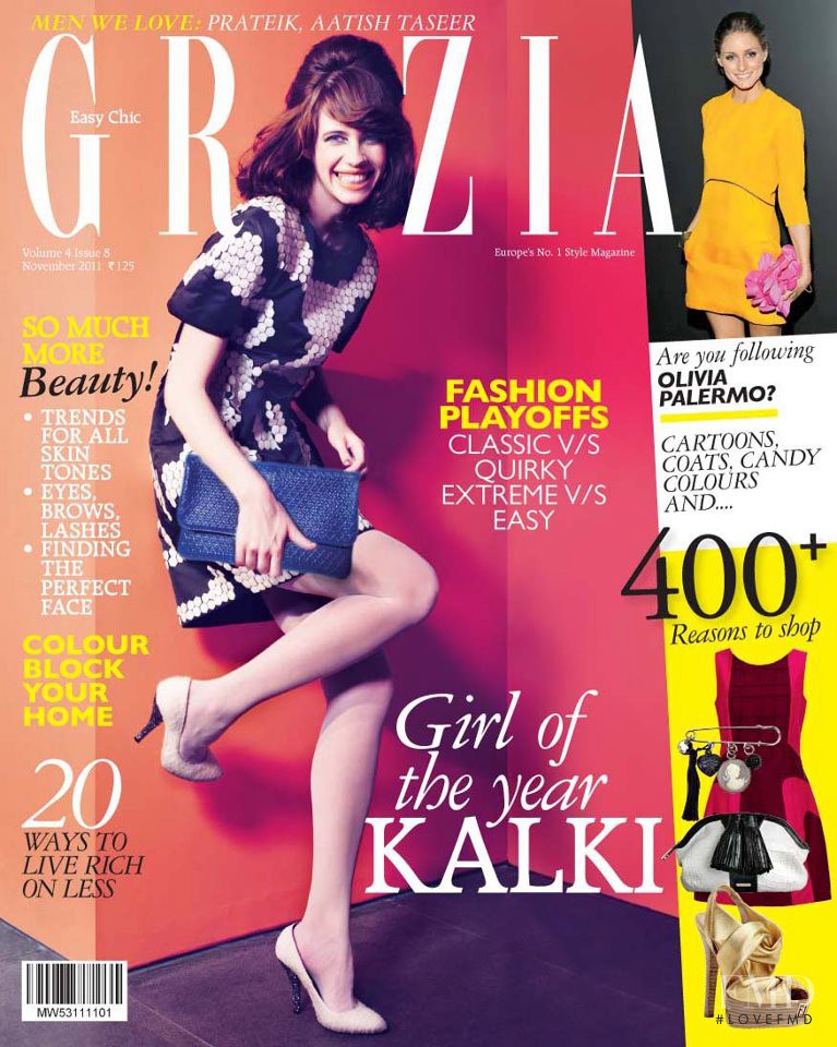 Kalki Koechlin featured on the Grazia India cover from November 2011