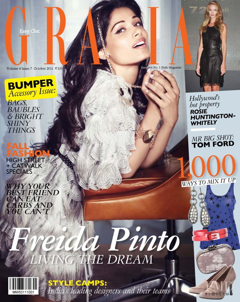 Freida Pinto featured on the Grazia India cover from October 2011
