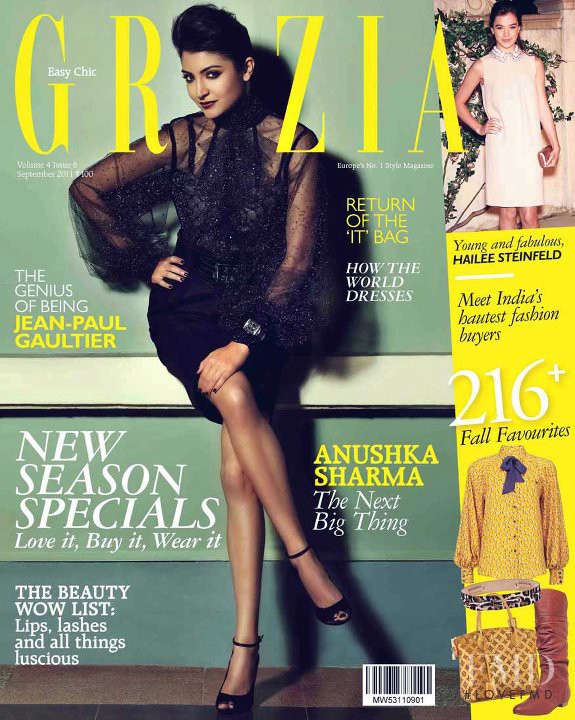 Anushka Sharma featured on the Grazia India cover from September 2011
