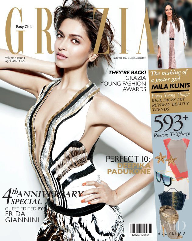 Deepika Padukone featured on the Grazia India cover from April 2012