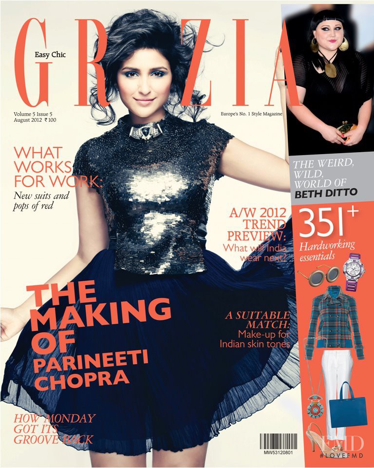 Parineeti Chopra featured on the Grazia India cover from August 2012
