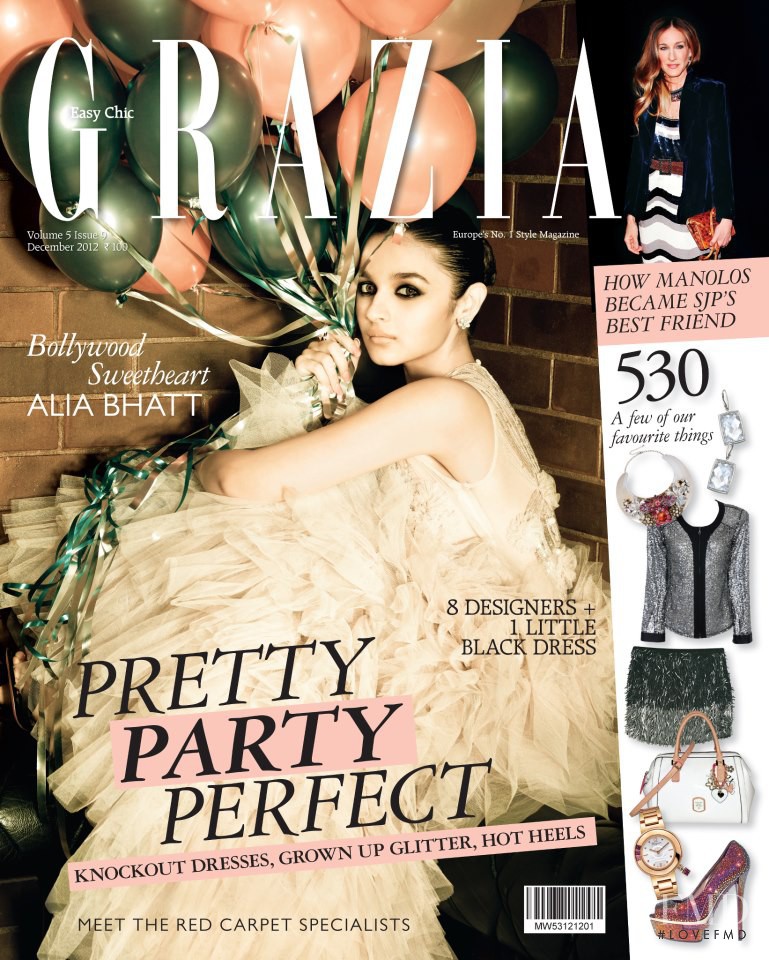 Alia Bhatt featured on the Grazia India cover from December 2012