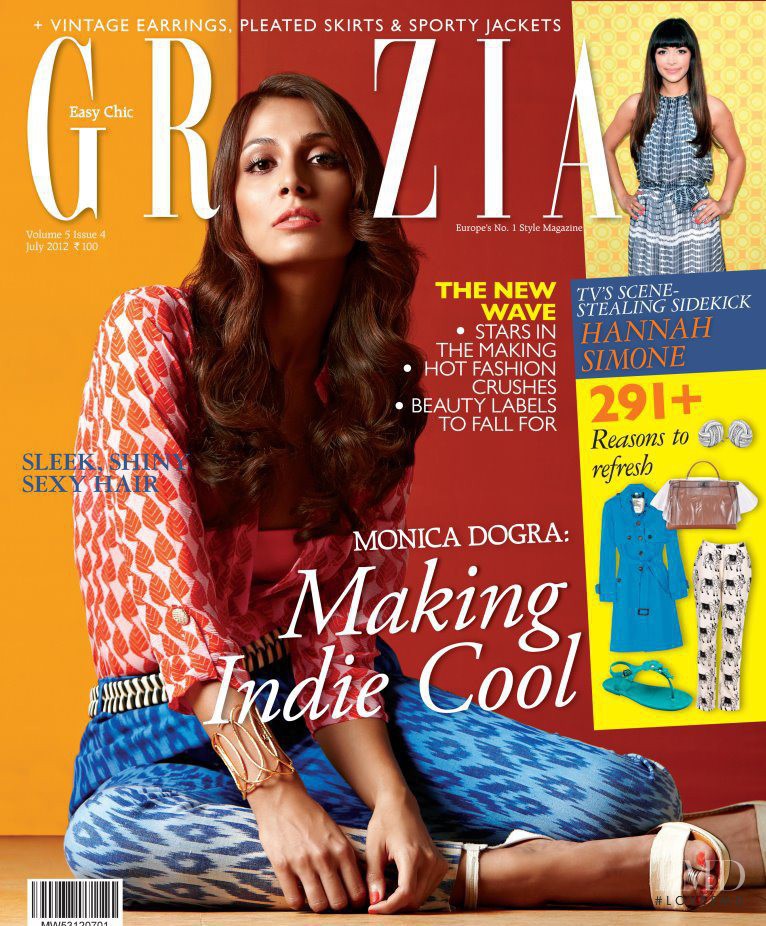 Monica Dogra featured on the Grazia India cover from July 2012