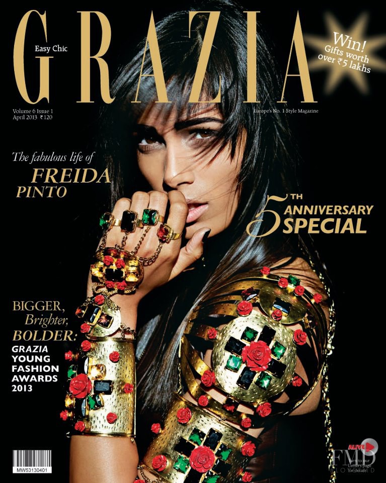 Freida Pinto featured on the Grazia India cover from April 2013