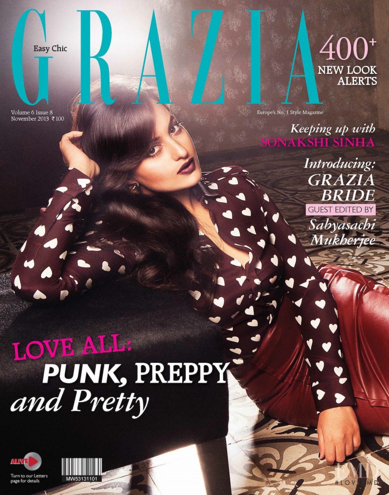 Sonakshi Sinha featured on the Grazia India cover from November 2013