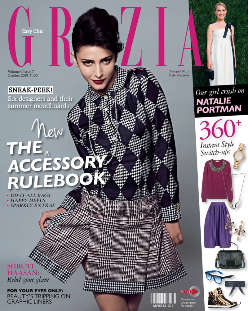 Shruti Haasan featured on the Grazia India cover from October 2013