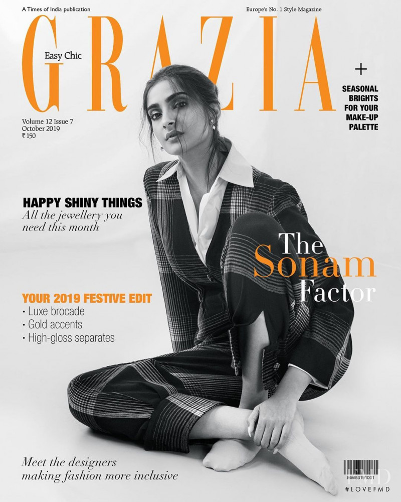 Sonam Kapoor featured on the Grazia India cover from October 2019