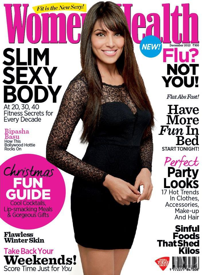 Bipasha Basu featured on the Women\'s Health India cover from December 2012