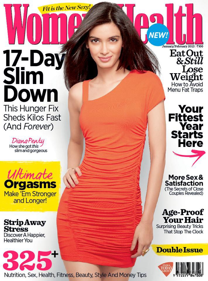 Diana Penty featured on the Women\'s Health India cover from January 2013