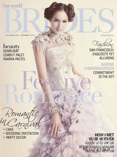  featured on the Her World Brides Indonesia cover from July 2012