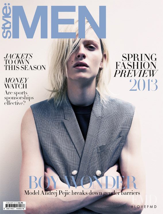 Andrej Pejic featured on the Style: Men Singapore cover from February 2013