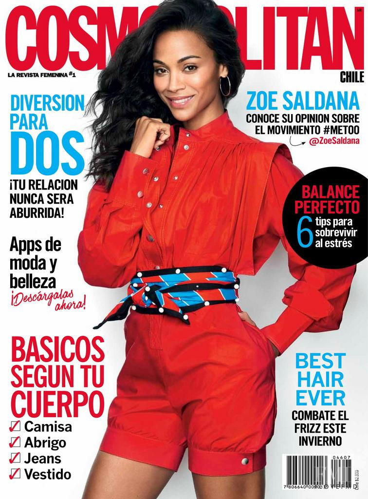 Zoe Zaldana featured on the Cosmopolitan Chile cover from July 2018