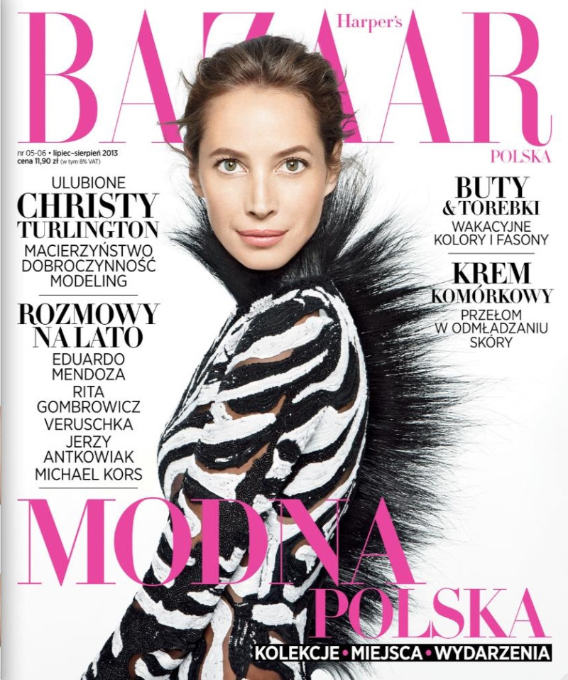 Christy Turlington featured on the Harper\'s Bazaar Poland cover from July 2013