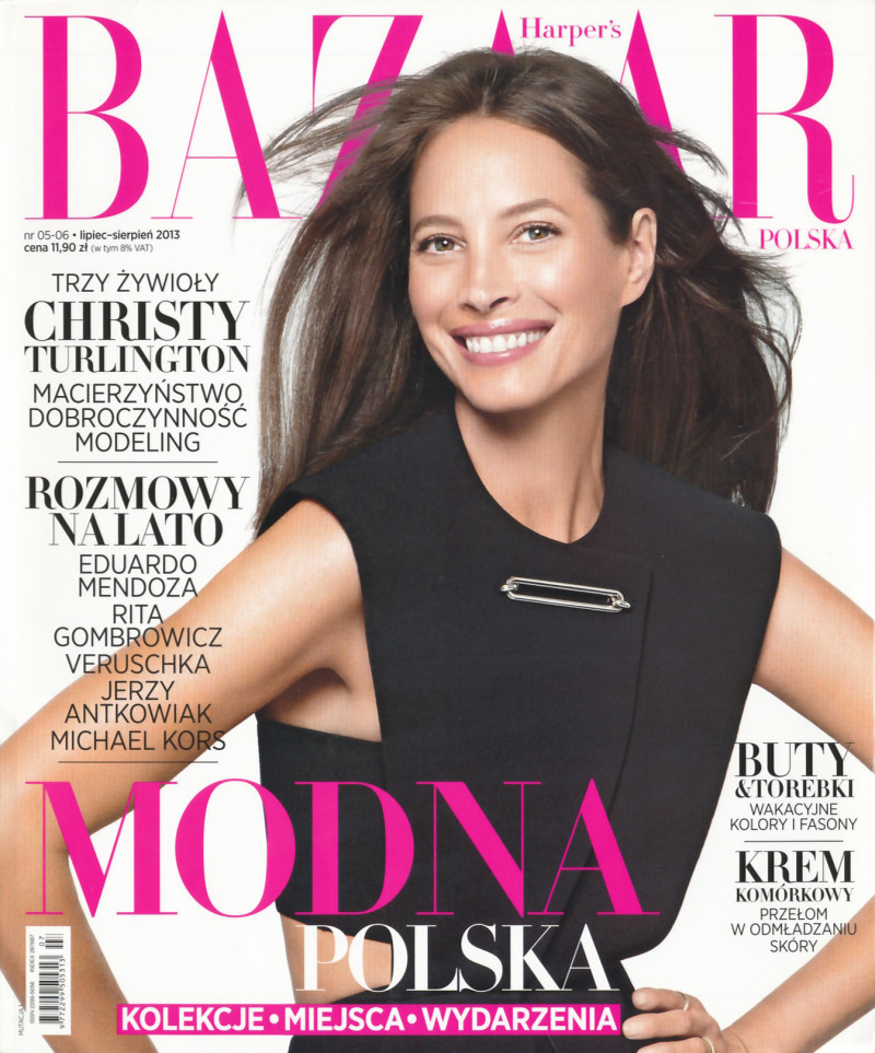 Christy Turlington featured on the Harper\'s Bazaar Poland cover from July 2013