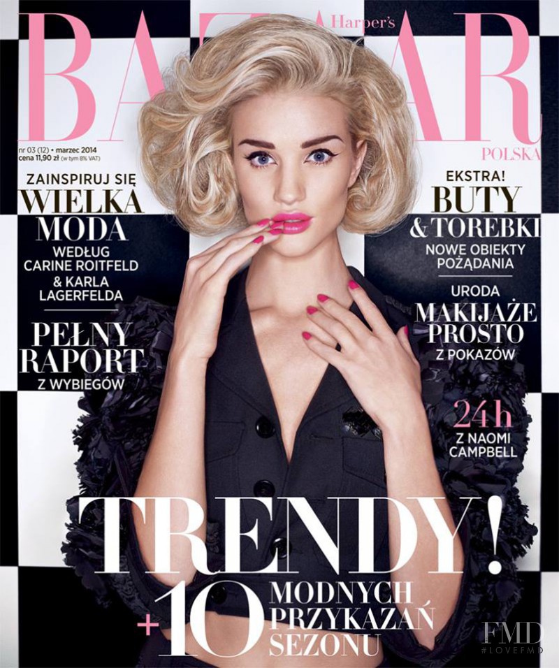 Rosie Huntington-Whiteley featured on the Harper\'s Bazaar Poland cover from March 2014