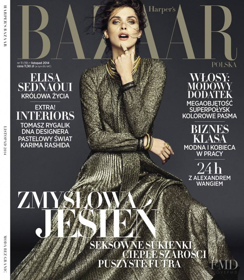 Elisa Sednaoui featured on the Harper\'s Bazaar Poland cover from November 2014