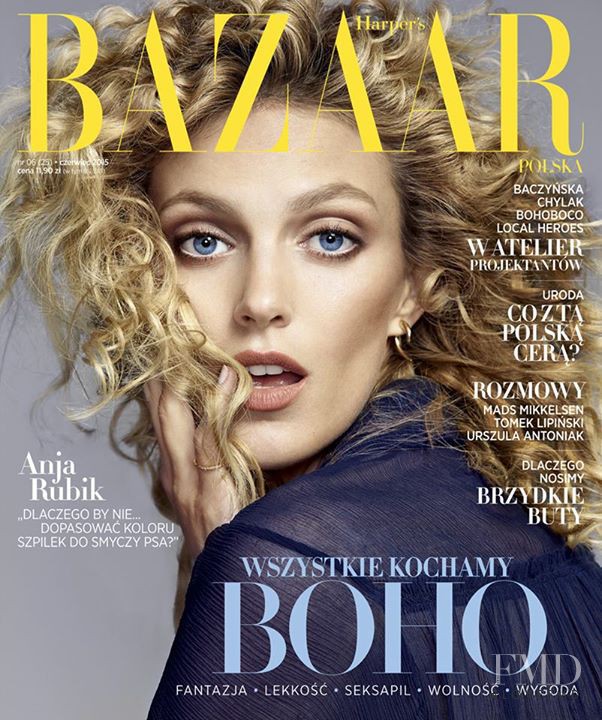 Anja Rubik featured on the Harper\'s Bazaar Poland cover from June 2015