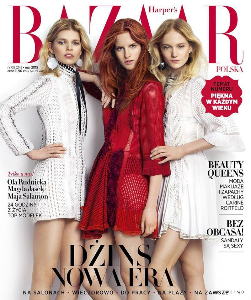 Magdalena Jasek, Maja Salamon, Ola Rudnicka featured on the Harper\'s Bazaar Poland cover from May 2015