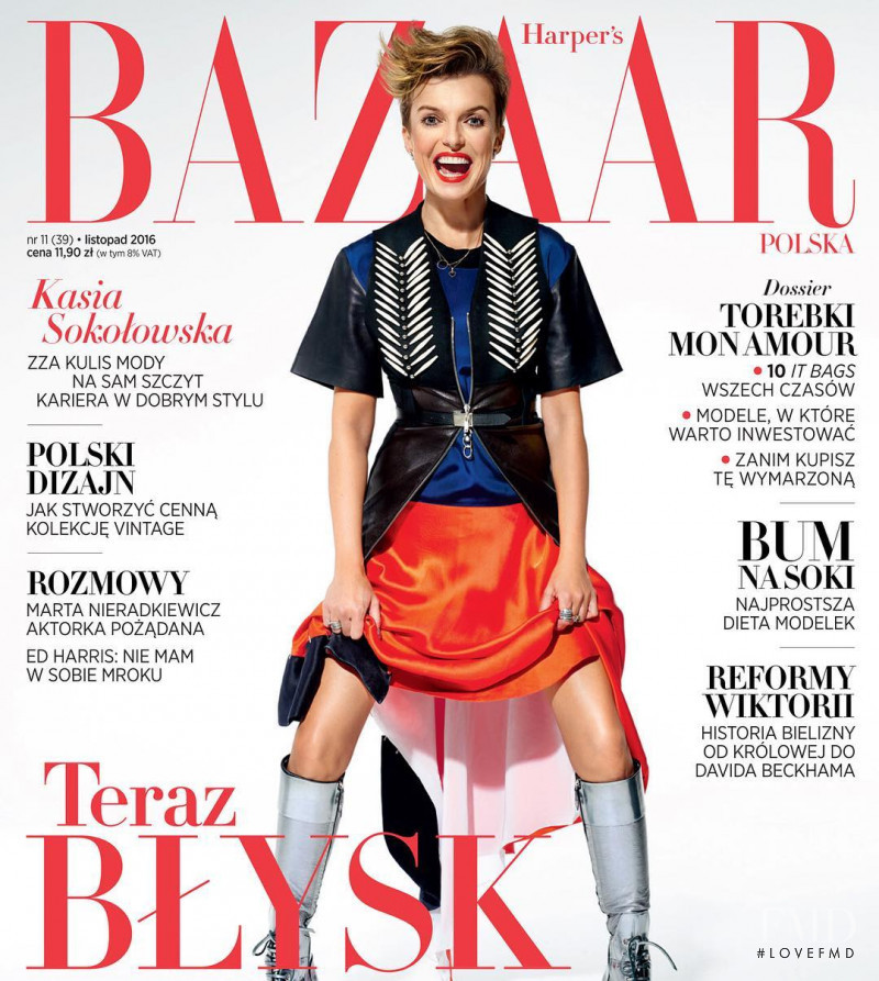 Katarzyna Soko?owska featured on the Harper\'s Bazaar Poland cover from November 2016
