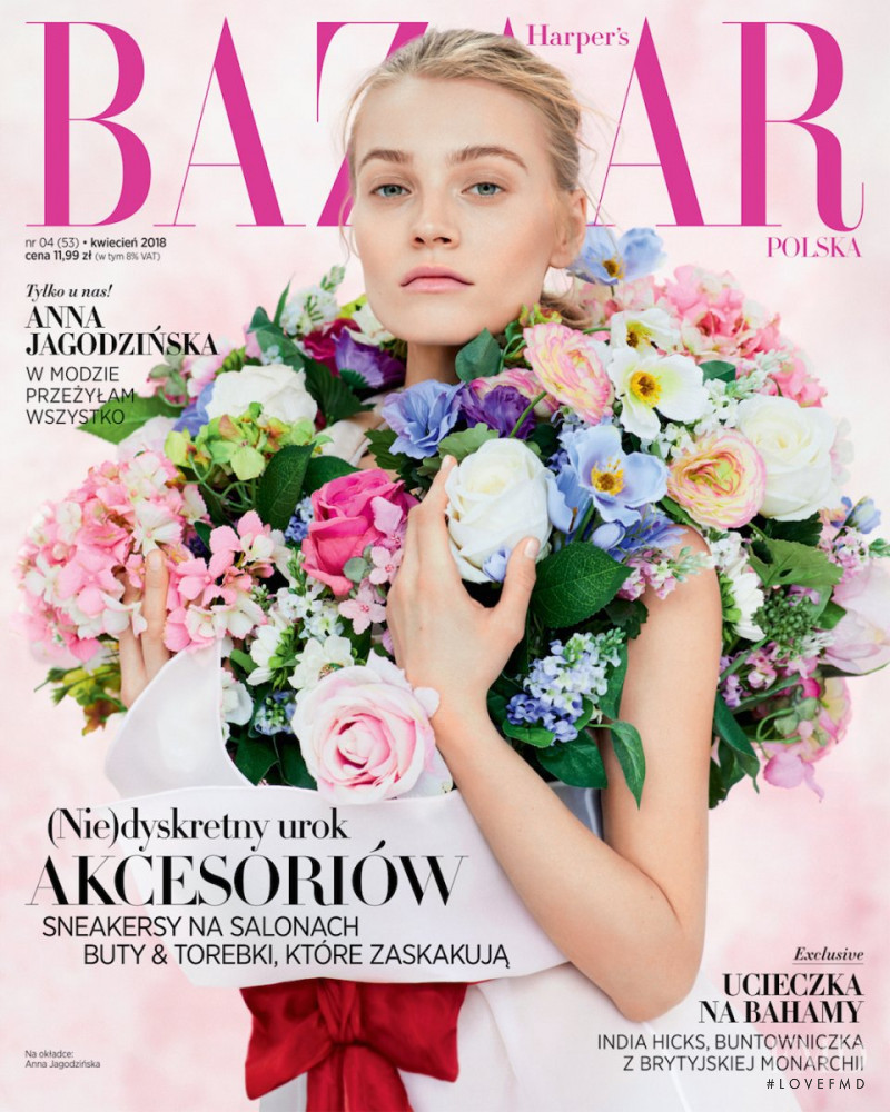 Anna Maria Jagodzinska featured on the Harper\'s Bazaar Poland cover from April 2018