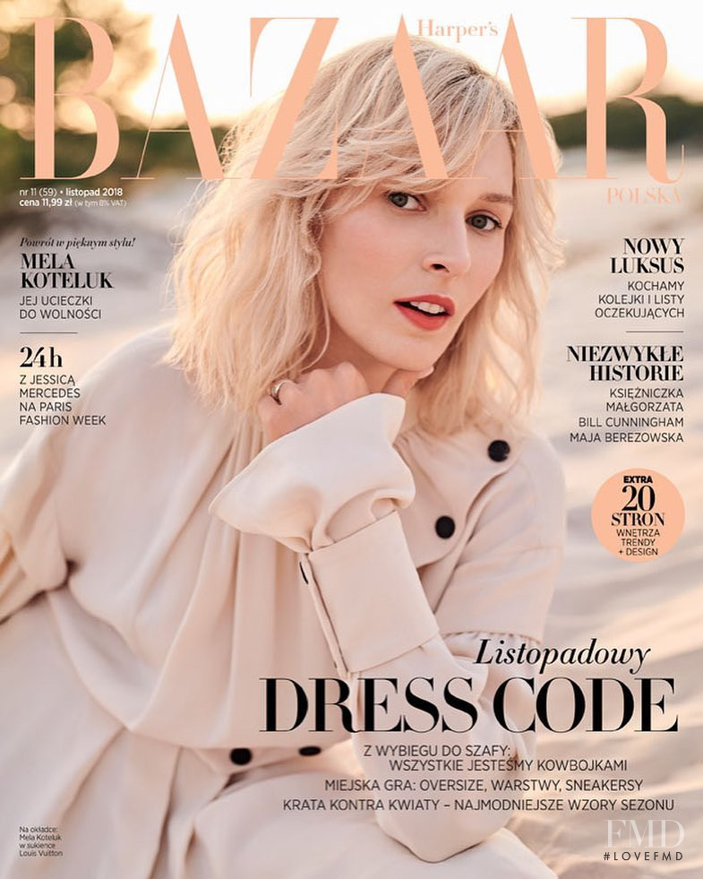Mela Koteluk featured on the Harper\'s Bazaar Poland cover from November 2018