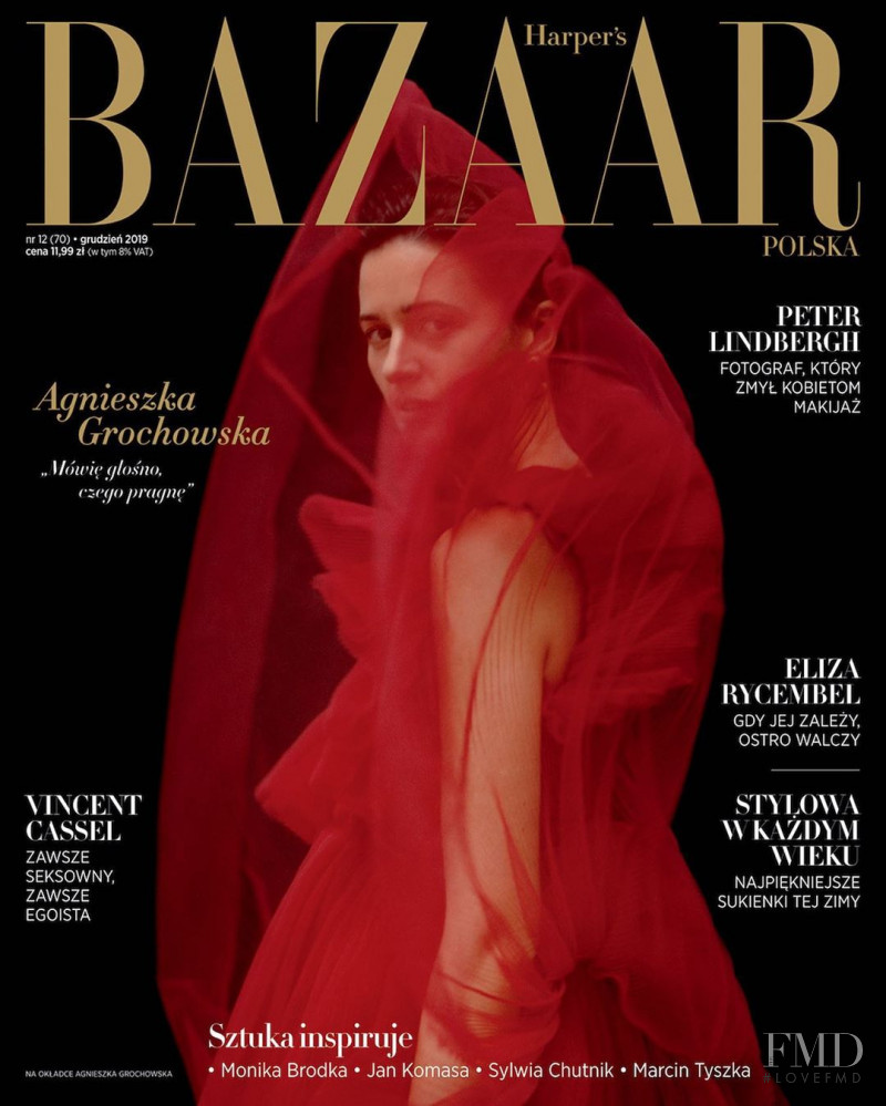 Agnieszka Grochowska featured on the Harper\'s Bazaar Poland cover from December 2019