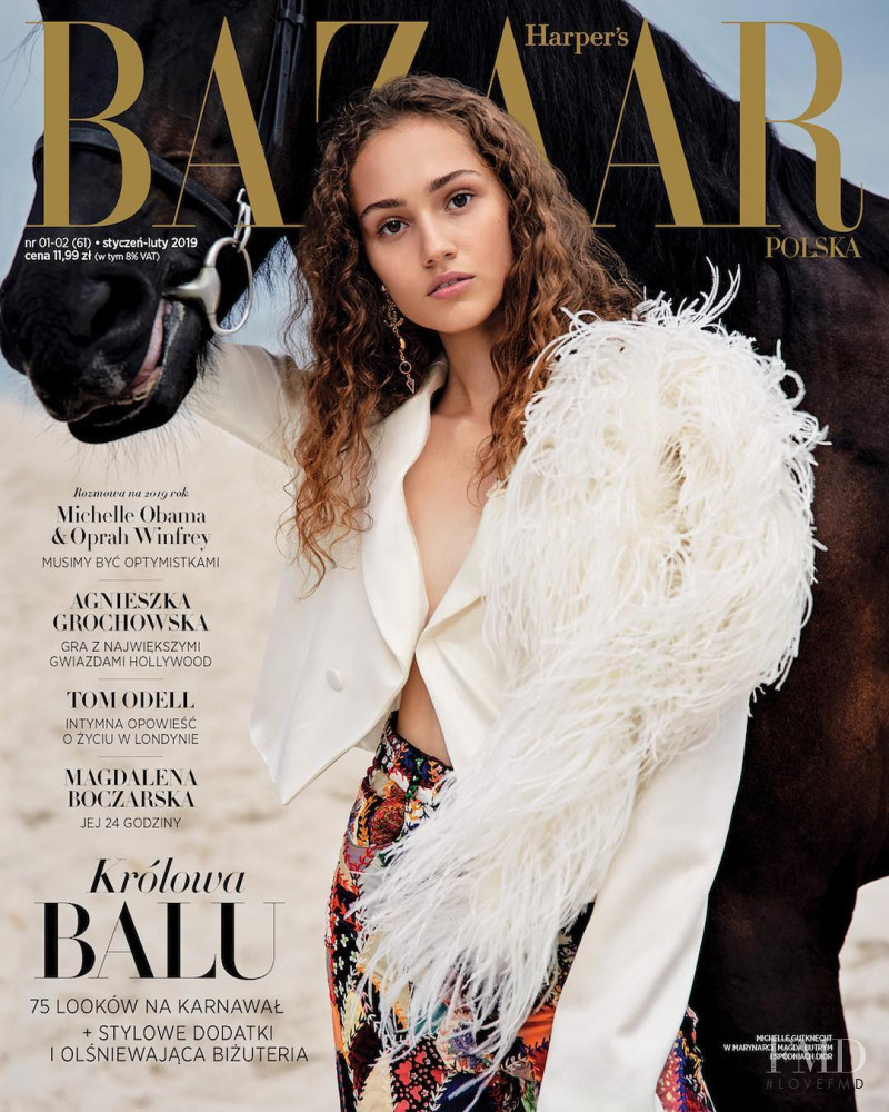 Michelle Gutknecht featured on the Harper\'s Bazaar Poland cover from January 2019