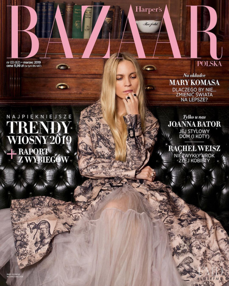 Mary Komasa featured on the Harper\'s Bazaar Poland cover from March 2019