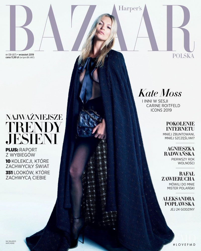 Kate Moss featured on the Harper\'s Bazaar Poland cover from September 2019