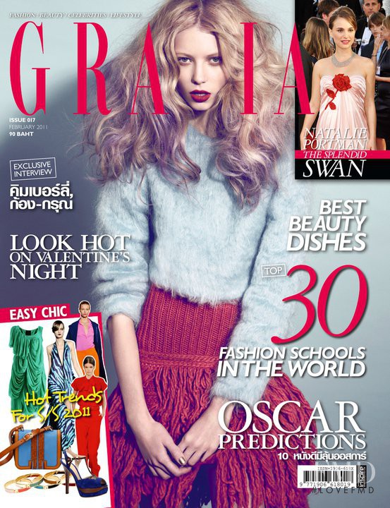Vika Falileeva featured on the Grazia Thailand cover from February 2011