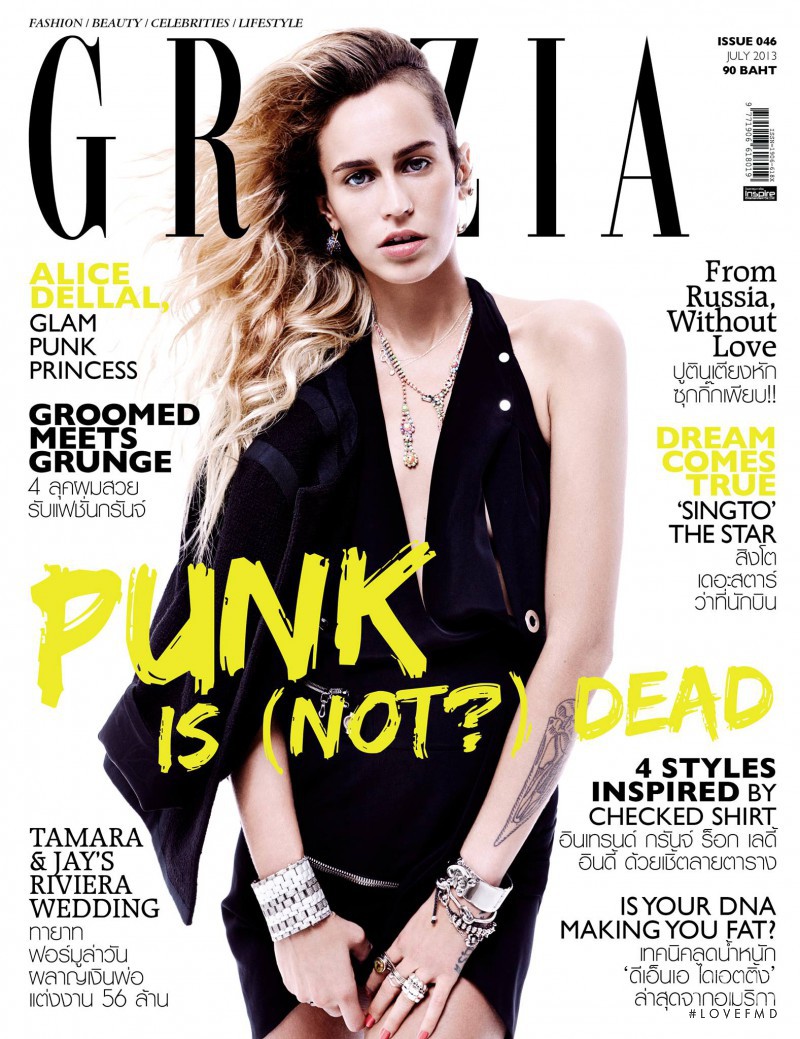 Alice Dellal featured on the Grazia Thailand cover from July 2013