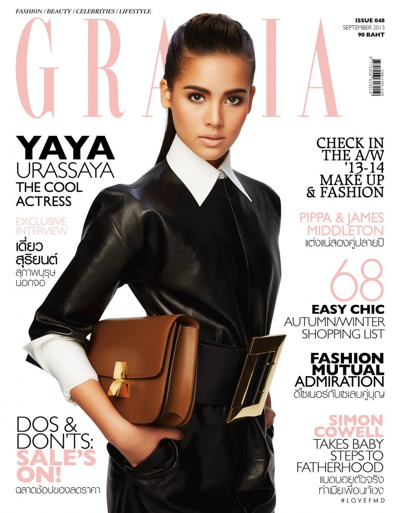 Yaya Urassaya featured on the Grazia Thailand cover from September 2013