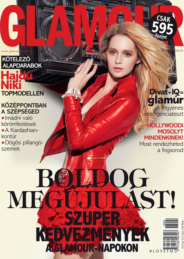 Nikolett Hajdu featured on the Glamour Hungary cover from April 2013