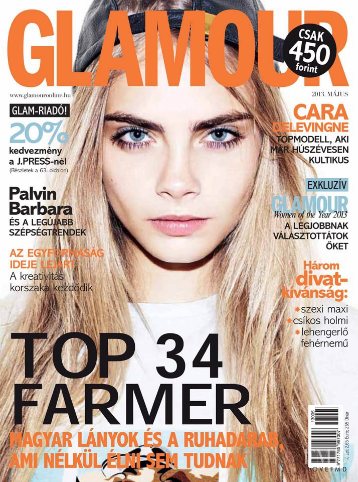 Cara Delevingne featured on the Glamour Hungary cover from May 2013