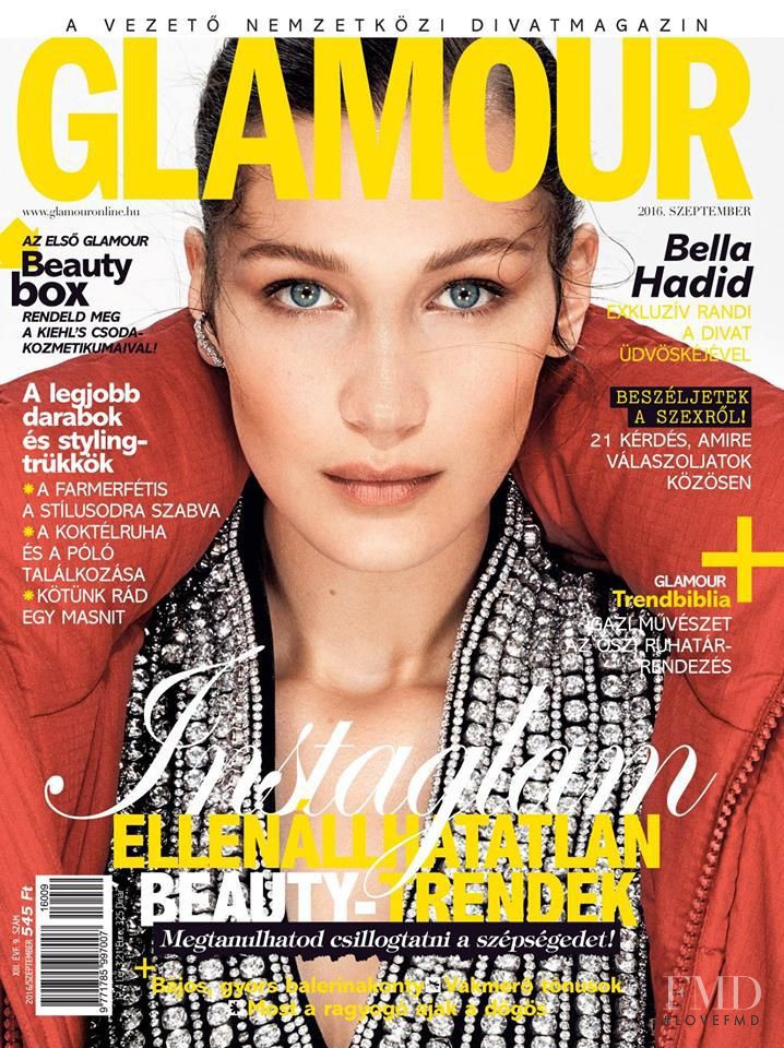 Bella Hadid featured on the Glamour Hungary cover from September 2016