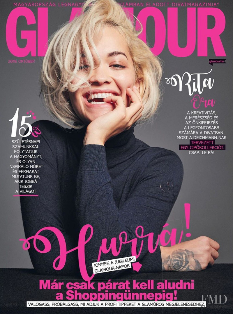 Rita Ora featured on the Glamour Hungary cover from October 2019