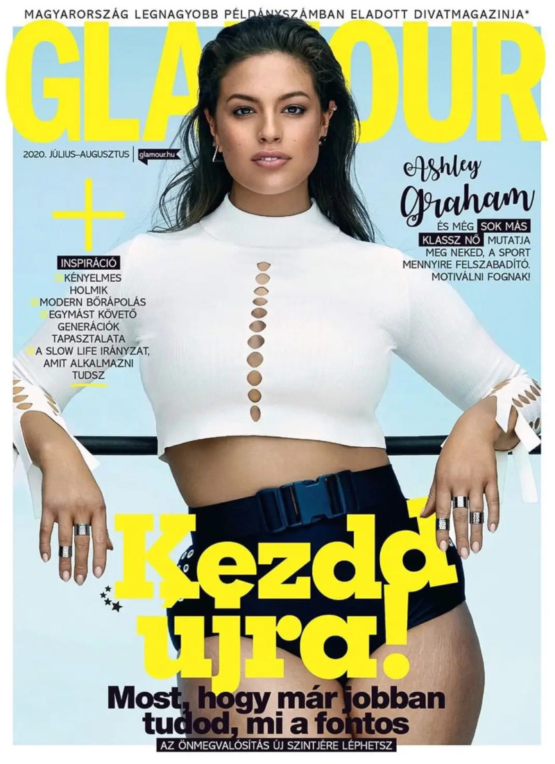 Ashley Graham featured on the Glamour Hungary cover from July 2020