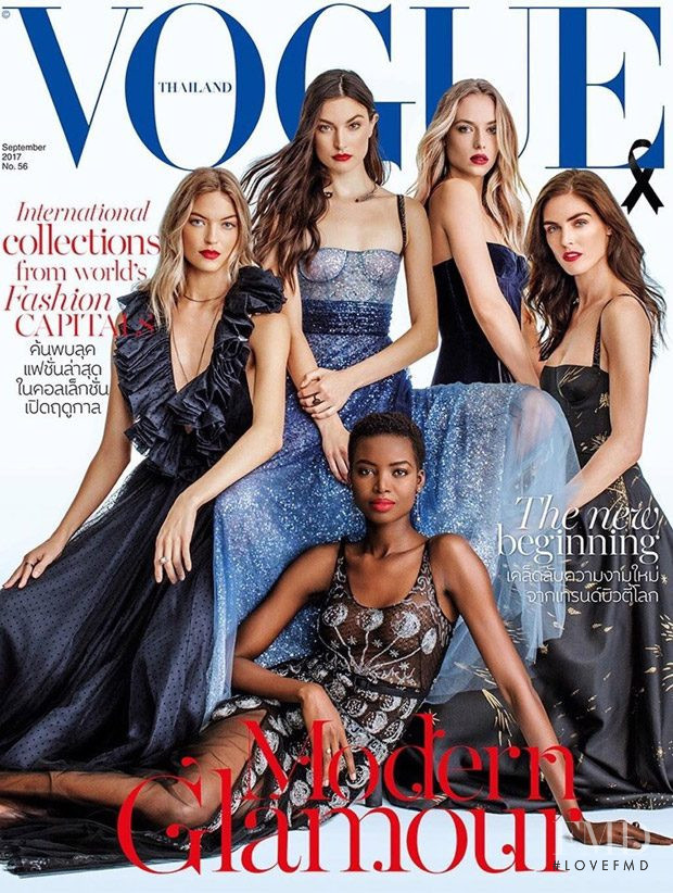 Hilary Rhoda, Martha Hunt, Jacquelyn Jablonski, Maria Borges, Hannah Ferguson featured on the Vogue Thailand cover from September 2017