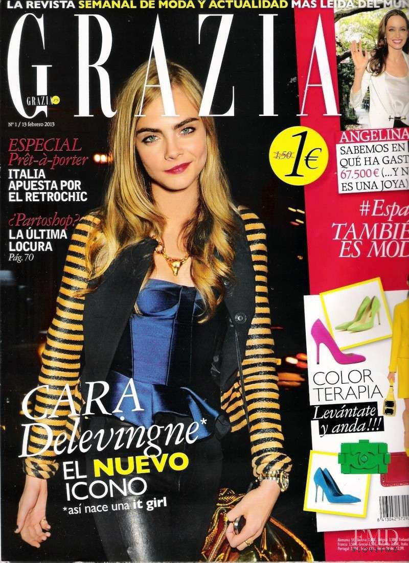 Cara Delevingne featured on the Grazia Spain cover from February 2013