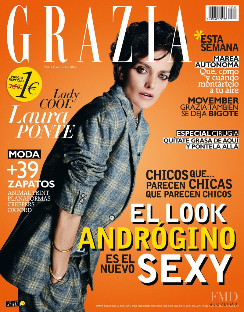 Laura Ponte featured on the Grazia Spain cover from November 2013