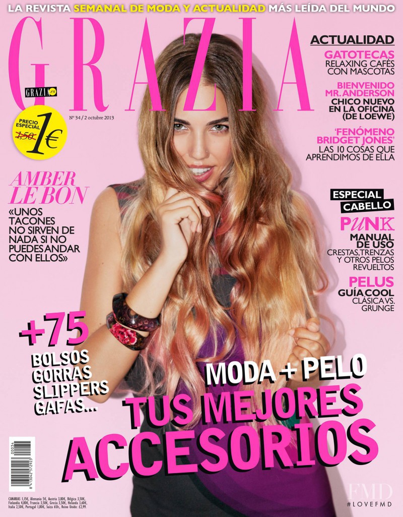 Amber Le Bon featured on the Grazia Spain cover from October 2013