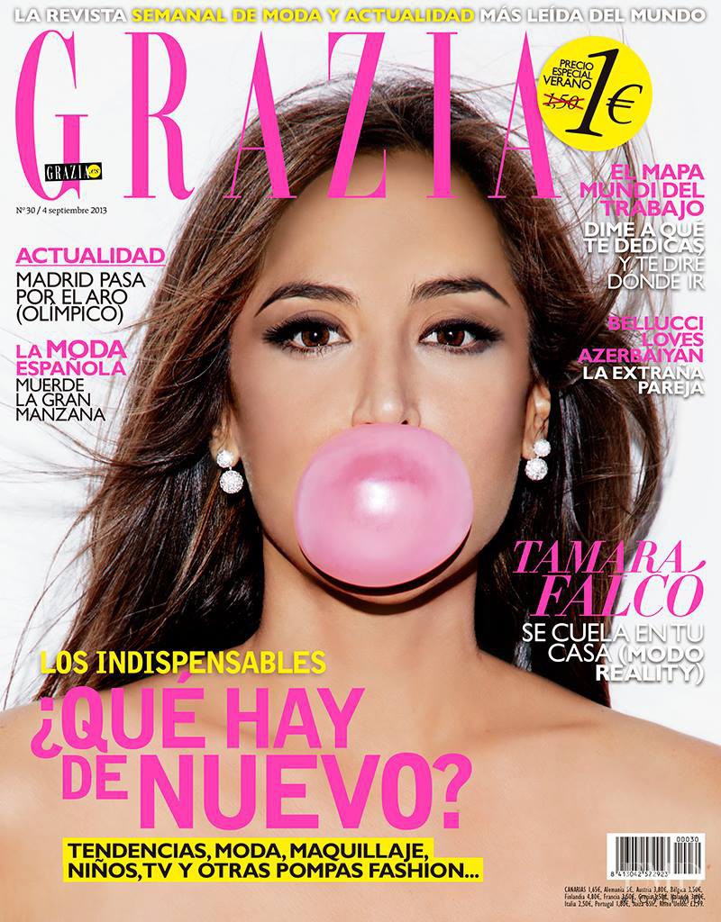 Tamara Falcó featured on the Grazia Spain cover from September 2013