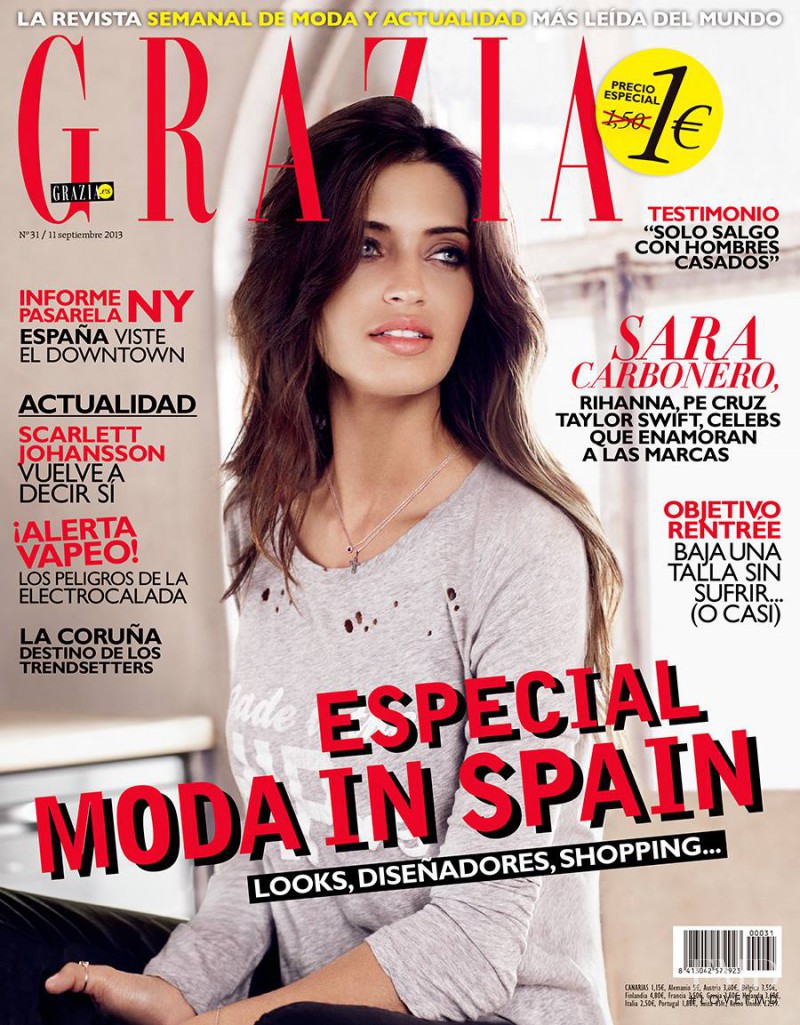 Sara Carbonero featured on the Grazia Spain cover from September 2013