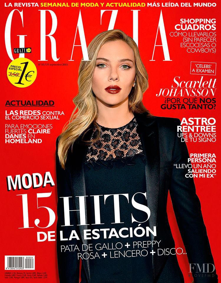 Scarlett Johansson featured on the Grazia Spain cover from September 2013