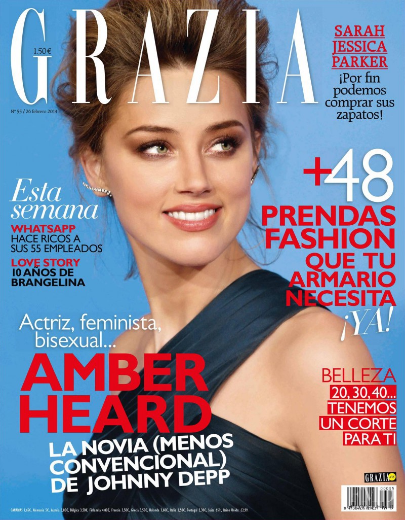 Amber Heard featured on the Grazia Spain cover from February 2014