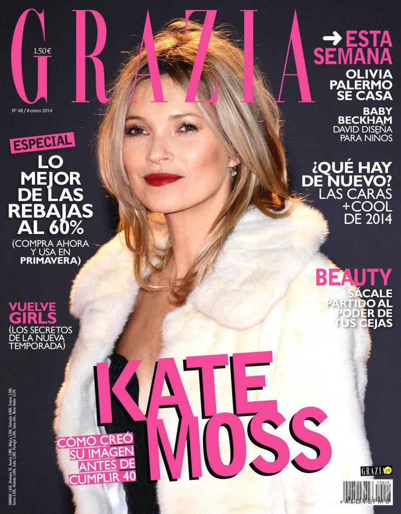 Kate Moss featured on the Grazia Spain cover from January 2014