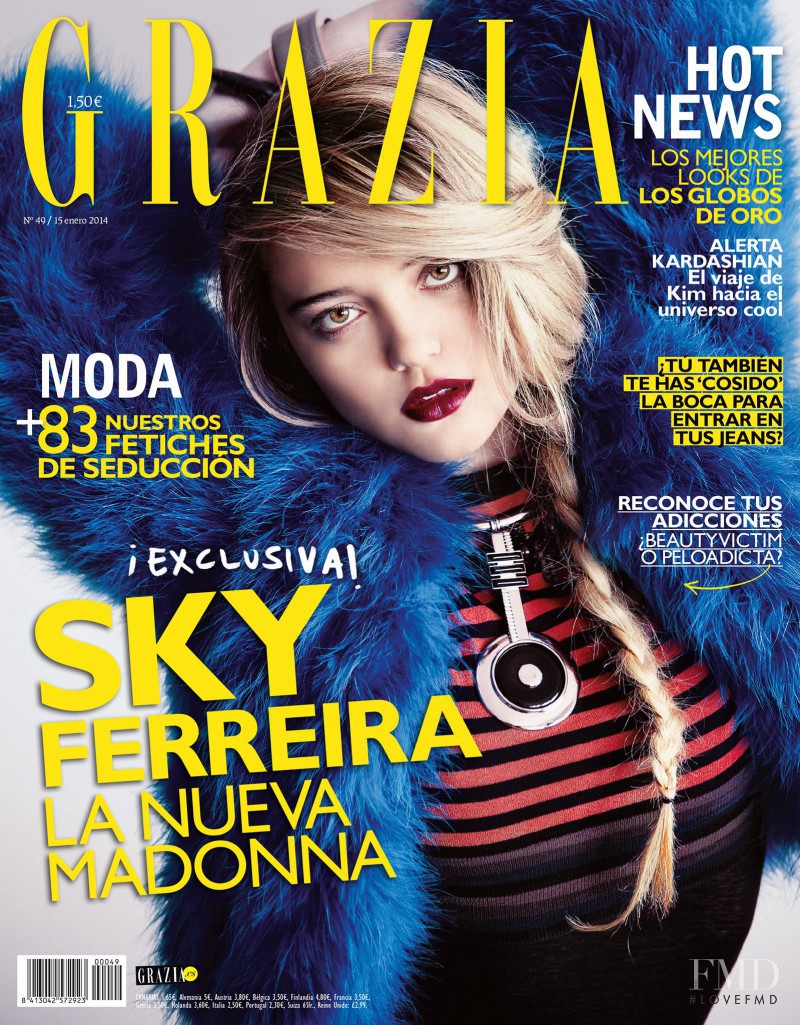 Sky Ferreira featured on the Grazia Spain cover from January 2014